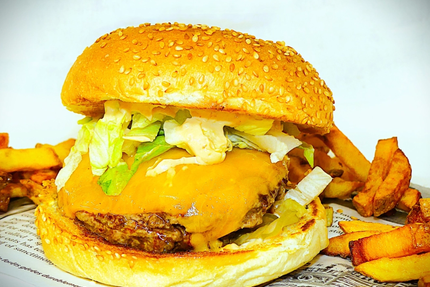 Yellow bus by Le B.O burger Beaune